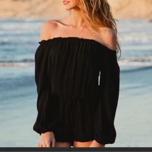 Brandy Melville Gabriella Off The Shoulder
Romper in Black. One Size